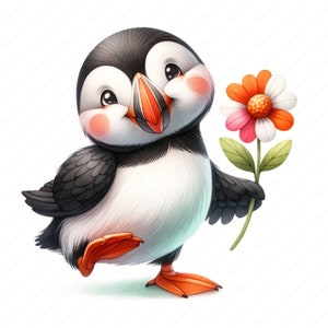 Clipart mignon macareux | Adorable ensemble de cliparts macareux mignon | 10 modèles de haute qualité | Art animalier | Imprimables | Utilisation commerciale