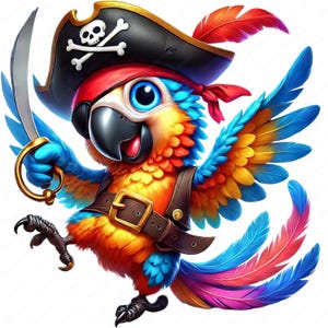 Pirate Parrot Clipart | Adorable Pirate Parrot Clipart Bundle | 10 High ...