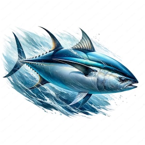 Clipart di tonno / Pacchetto di clipart di tonno realistico / 10 design di alta qualità / Arte marina / Stampabili / Uso commerciale