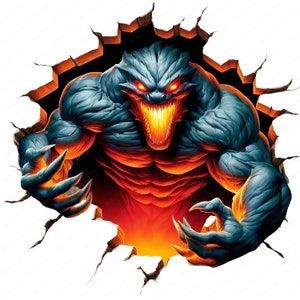Monster Clipart | Wütend Monster Clipart Bundle | 10 hochwertige Designs | Feurige Kunst | Drucksachen | Kommerzielle Nutzung