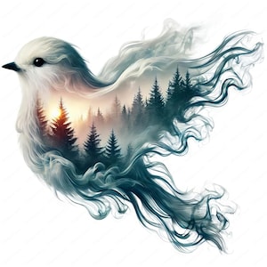Clipart vogellandschap | Serene vogellandschap clipartbundel | 10 hoogwaardige ontwerpen | Natuurkunst | Afdrukbare items | Commercieel gebruik