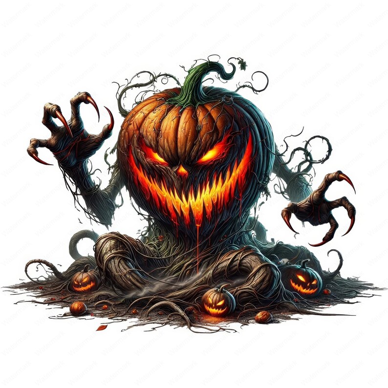 Spooky Pumpkin Clipart Bundle: Halloween Art, Commercial Use (digital ...