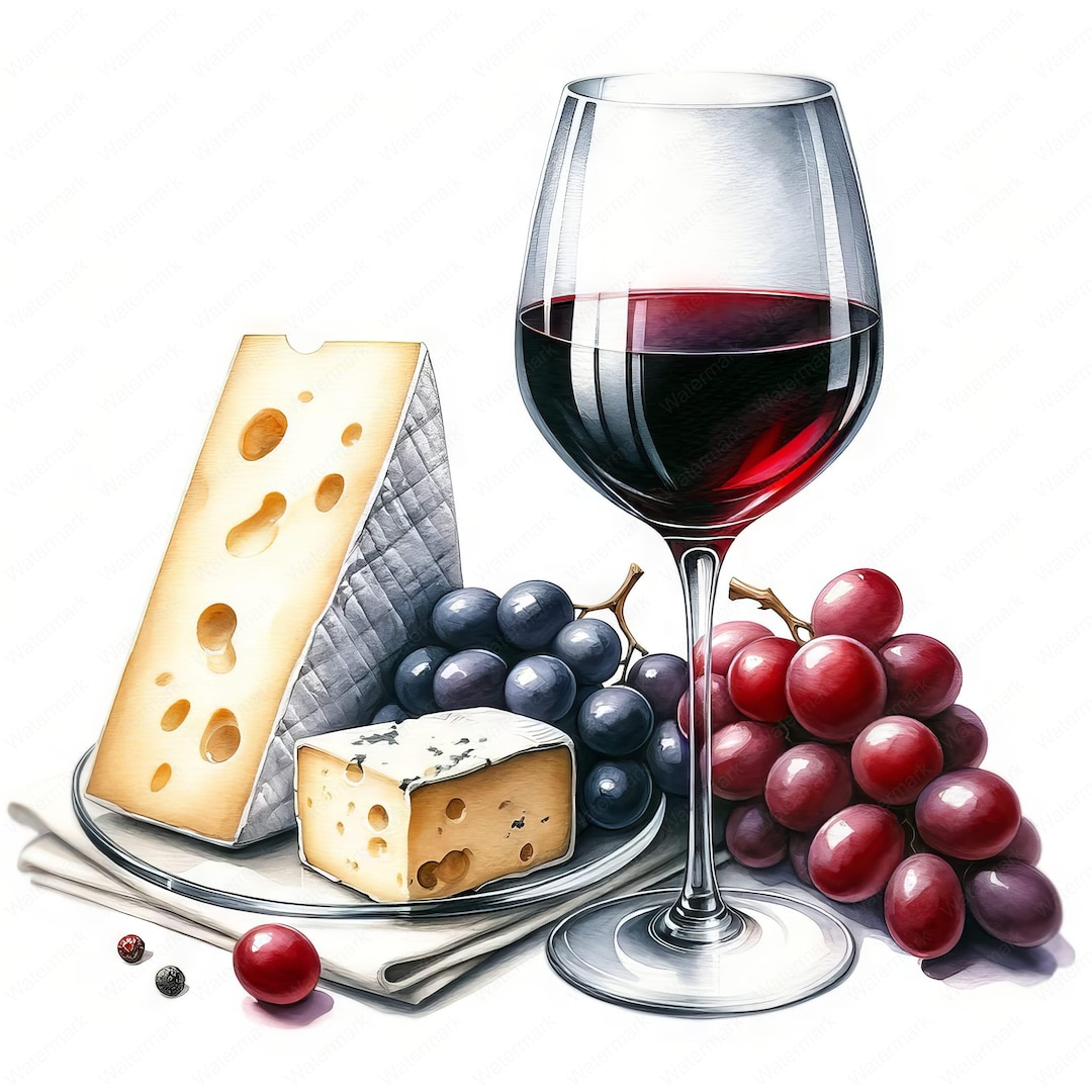 Wine Cheese Pairing Clipart 10 Highquality Images Gourmet Etsy UK