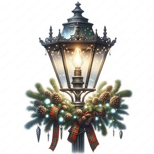 Xmas Street Lamp Clipart | Festive Xmas Street Lamp Clipart Bundle | 10