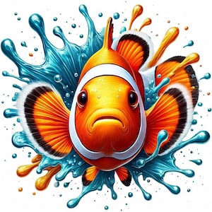 Clownfish Clipart | Vibrant Clownfish Clipart Bundle | 10 High-Quality Designs | Ocean Art | Printables | Commercial Use