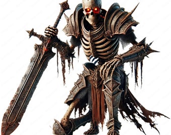 Dark Skeleton Warrior Clipart Bundle: Fantasy Art Designs (digital