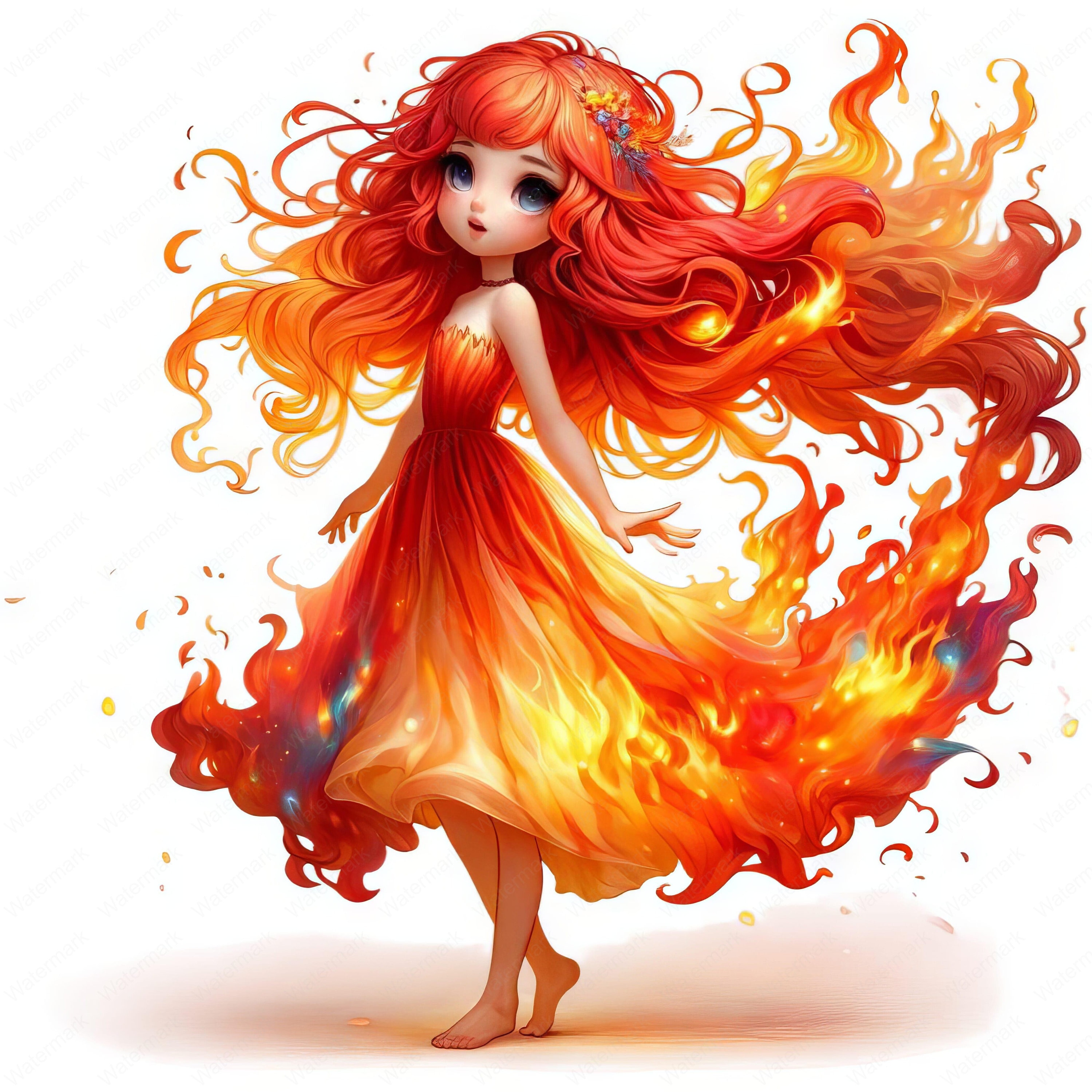 Flame Girl Clipart Bundle | Fire Theme, Elemental Magic Art (digital  Download) - Etsy New Zealand, image size:3000x3000
