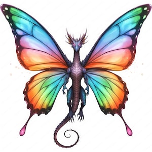 Schmetterling Drache Clipart | Fantasie PNG Bündel | 10 hochwertige Designs | Mystische Kunst | Kommerzielle Nutzung