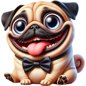 Clipart Pug / Pacchetto Clipart Adorabile Pug / 10 disegni di alta qualità / Arte del cane / Stampabili / Uso commerciale