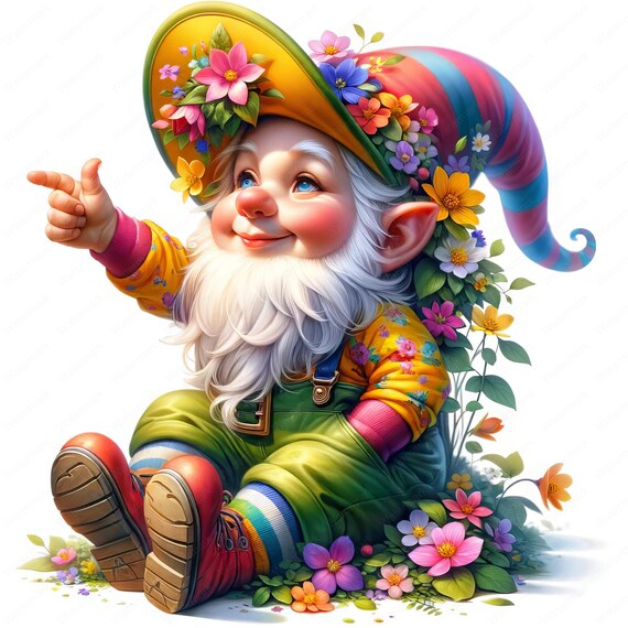 Spring Gnome Clipart | Floral, Seasonal Art (Digital Download)