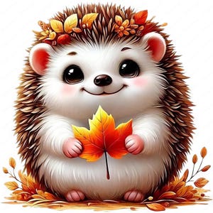 Clipart de Ouriço de Outono | Pacote de Clipart de Ouriço de Outono Fofo | 10 Designs de Alta Qualidade | Arte Animal da Floresta | Imprimíveis | Uso Comercial