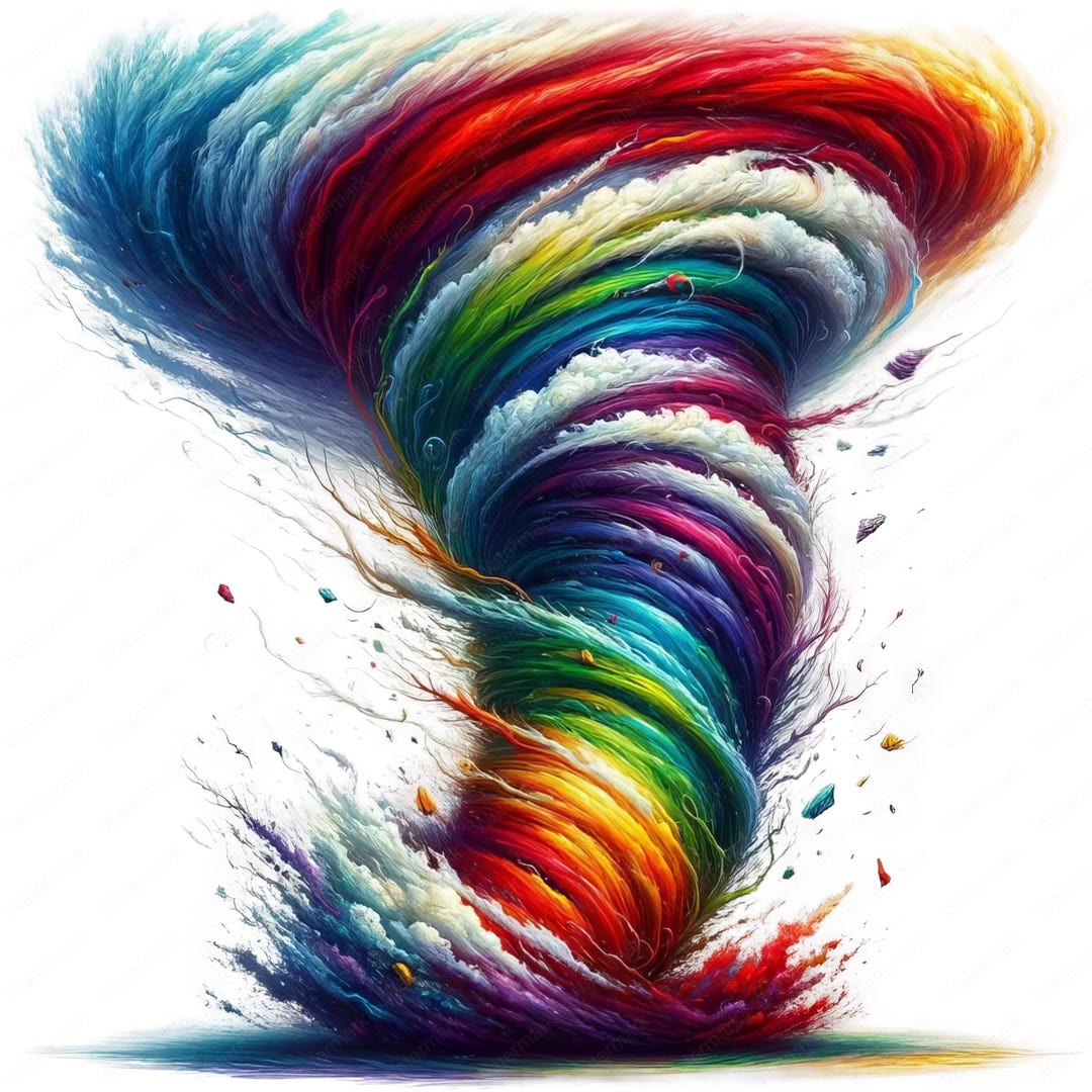 Rainbow Tornado Clipart: Abstract Art Printables (digital Download) - Etsy