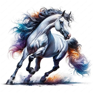 Clipart cheval andalou | Lot de cliparts majestueux cheval andalou | 10 modèles de haute qualité | Art équestre | Imprimables | Utilisation commerciale