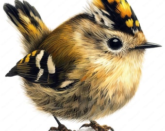 Goldcrest Clipart | Clipart Bundle | 10 Delicate Images | Bird Art | Crafts | Apparel | Digital Prints | Commercial Use