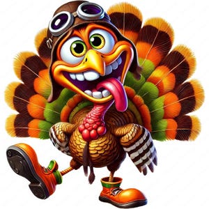 Cartoon Turkije Clipart | Leuke cartoon kalkoen clipartbundel | 10 hoogwaardige ontwerpen | Thanksgiving-kunst | Afdrukbare items | Commercieel gebruik afbeelding 4