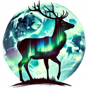 Clipart cerf aurore | Lot de cliparts cerf Aurora mystique | 10 modèles de haute qualité | Art naturel | Imprimables | Utilisation commerciale