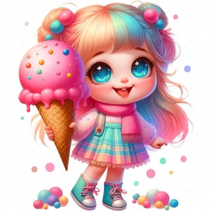 Summer Treat Clipart | Little Girl Clipart Bundle | Summer Fun Art | 10 High-Quality Designs | Summer Fun Art | Printables | Commercial Use
