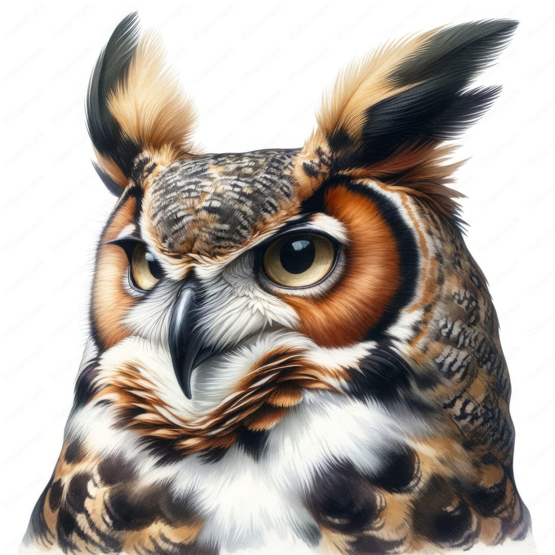 Great Horned Owl Clipart Clipart Bundle 10 Highquality Images Wildlife