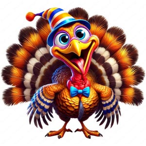 Cartoon Turkije Clipart | Leuke cartoon kalkoen clipartbundel | 10 hoogwaardige ontwerpen | Thanksgiving-kunst | Afdrukbare items | Commercieel gebruik afbeelding 2