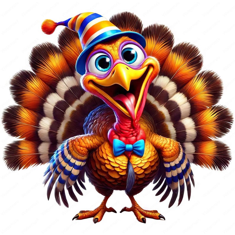 Cartoon Turkije Clipart | Leuke cartoon kalkoen clipartbundel | 10 hoogwaardige ontwerpen | Thanksgiving-kunst | Afdrukbare items | Commercieel gebruik afbeelding 2