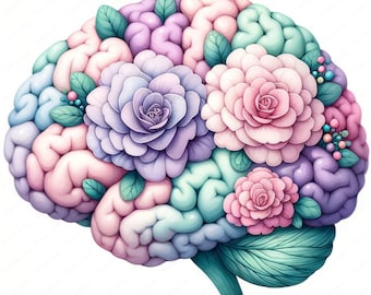 Floral Brain Clipart | Clipart Bundle | 10 High-Quality Designs | Wall Art | Paper Craft | Apparel | Digital Prints | Commercial Use