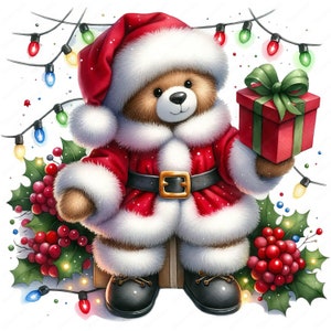 Clipart ours en peluche | Adorable lot de cliparts de Noël | 10 modèles de haute qualité | Art des Fêtes | Imprimables | Utilisation commerciale