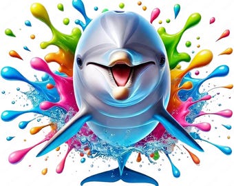 Colorful Dolphin Clipart Bundle: Marine Life Art (Digital Download)