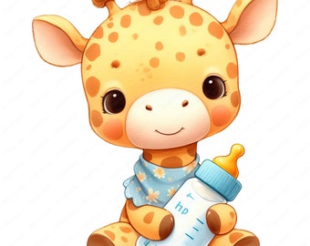 Clipart babygiraf: prints kinderkamerdecoratie (digitale download)