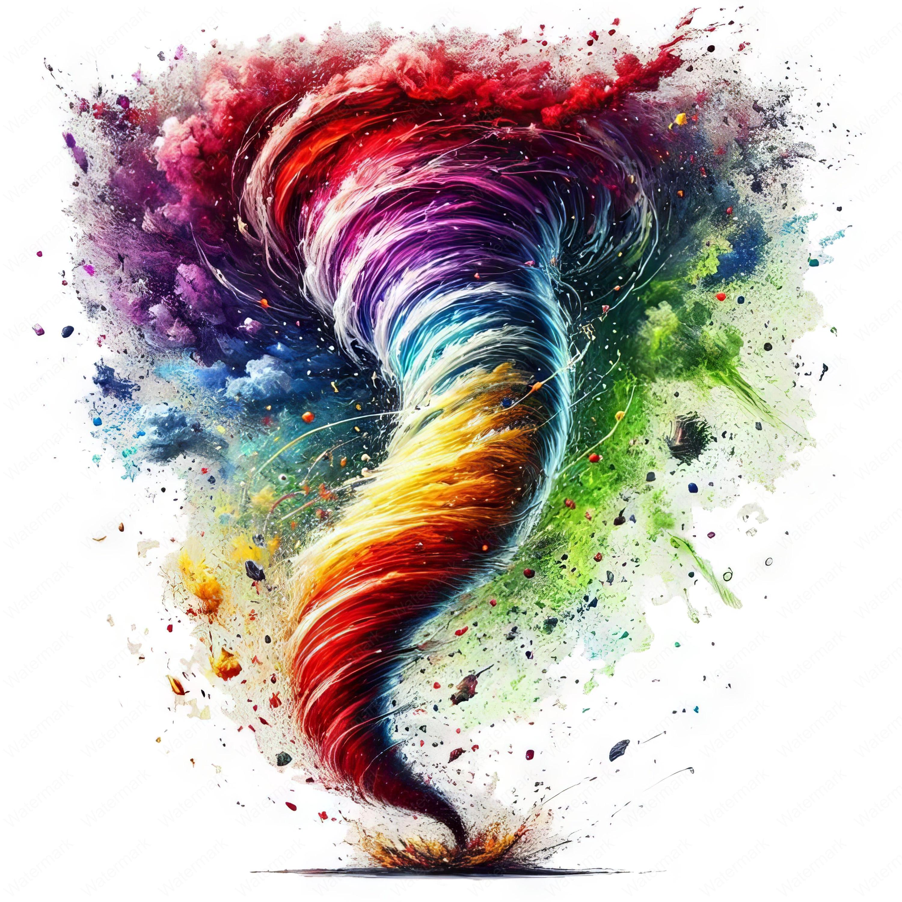 Rainbow Tornado Clipart: Abstract Art Printables (digital Download) - Etsy