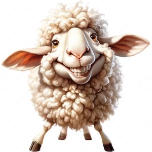 Clipart fattoria / Pacchetto di clipart di pecore divertenti / 10 design di alta qualità / Arte di animali da fattoria / Stampabili / Uso commerciale