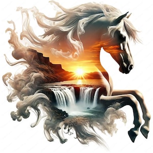 Clipart natura cavallo / Majestic Horse Nature Clipart Bundle / 10 design di alta qualità / Arte scenica / Stampabili / Uso commerciale