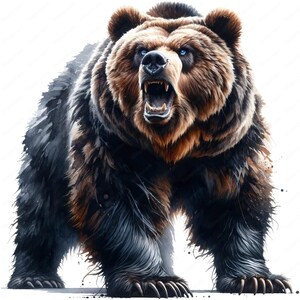 Fierce Bear Clipart Bundle: Wildlife Art Printables (Digital Download)
