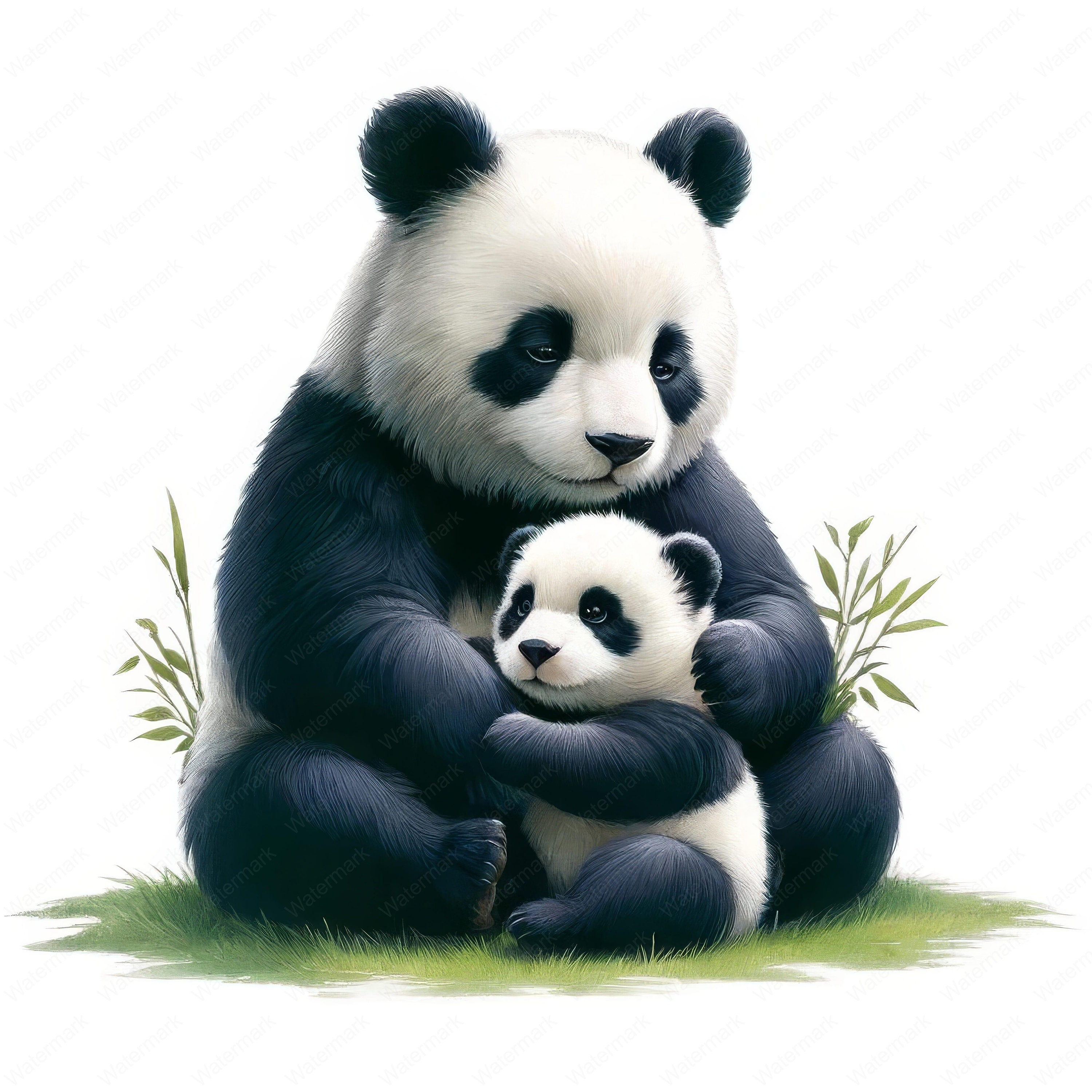 Panda Father's Day Clipart: Adorable Dad & Baby Art (digital Download ...