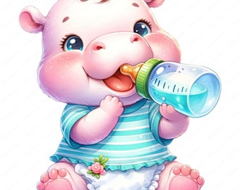 Baby Hippo Clipart Bundle: Adorable Nursery Art (Digital Download)