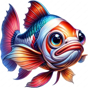 Funny Fish Clipart | Amusing Fish Clipart Bundle | 10 High-Quality Designs | Aquatic Art | Printables | Commercial Use