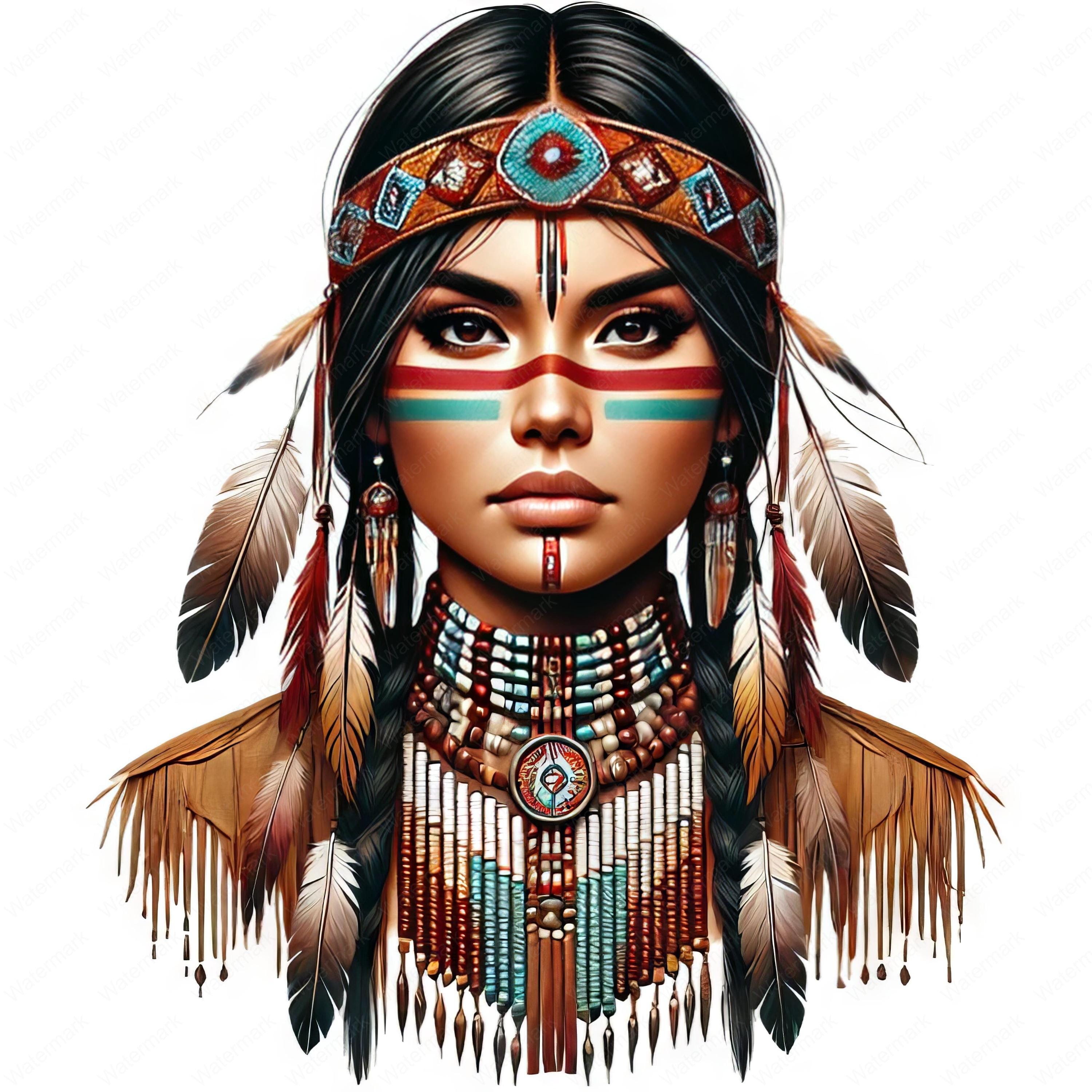 Indiaanse vrouwelijke krijger clipartbundel (digitale download) - Etsy  België, image size:3000x3000