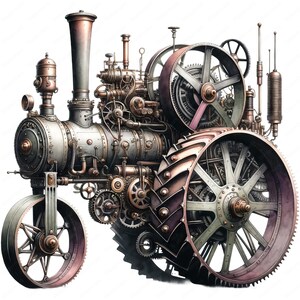 Steampunk Tractor Clipart | Clipart Bundle | 10 Vintage Industrial Designs | Retro Art | Crafts | Apparel | Digital Prints | Commercial Use