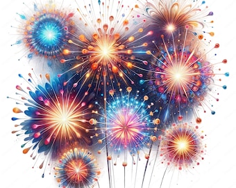 Fireworks Clipart | Sparkling Fireworks Clipart Bundle 01 | 10 High-Quality Designs | Celebration Art | Printables | Commercial Use
