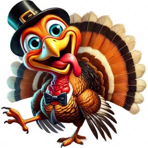 Cartoon Turkije Clipart | Leuke cartoon kalkoen clipartbundel | 10 hoogwaardige ontwerpen | Thanksgiving-kunst | Afdrukbare items | Commercieel gebruik afbeelding 3