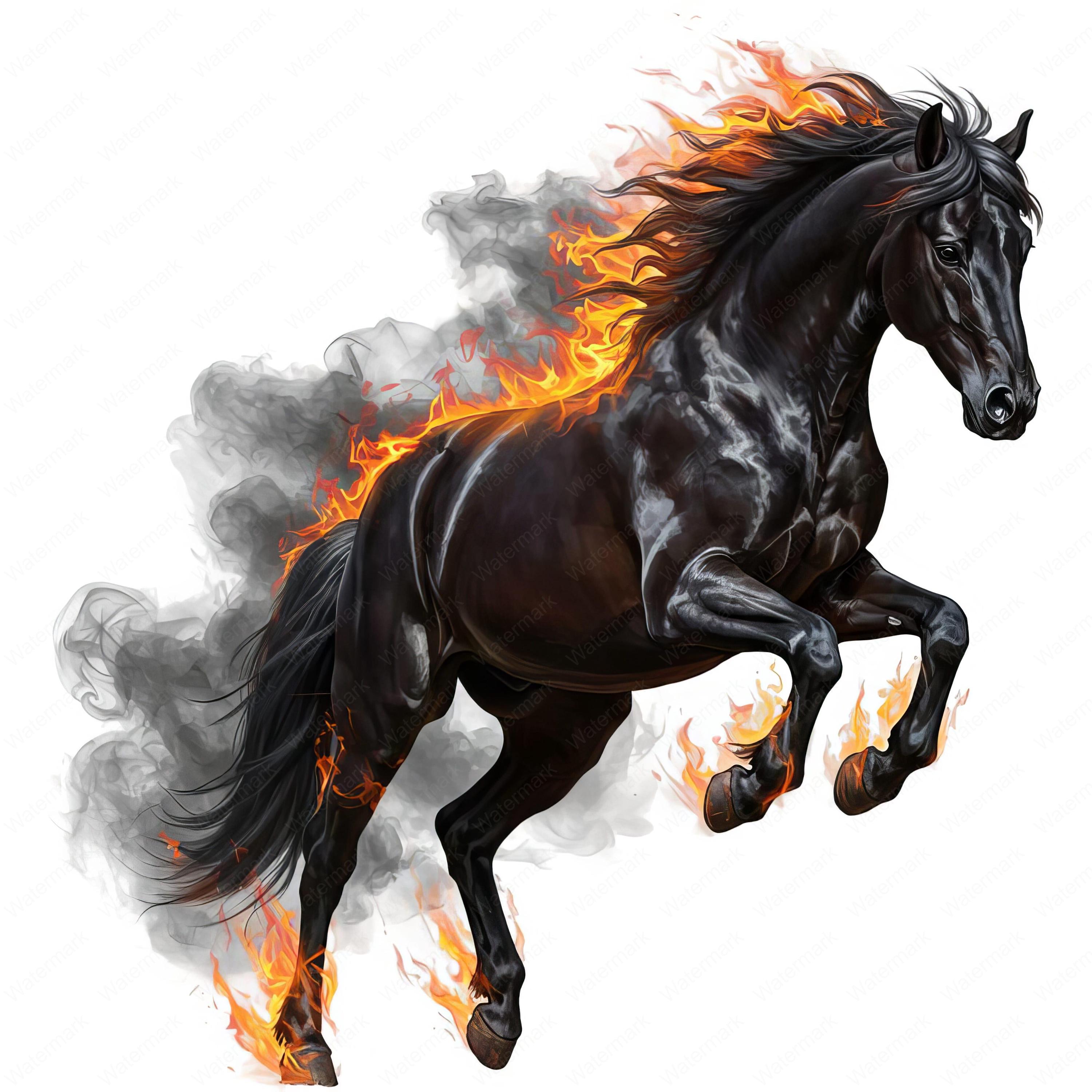 Clipart de Caballo Negro en Llamas: Paquete PNG de Fantasía (Descarga  Digital) - Etsy México, image size:3000x3000