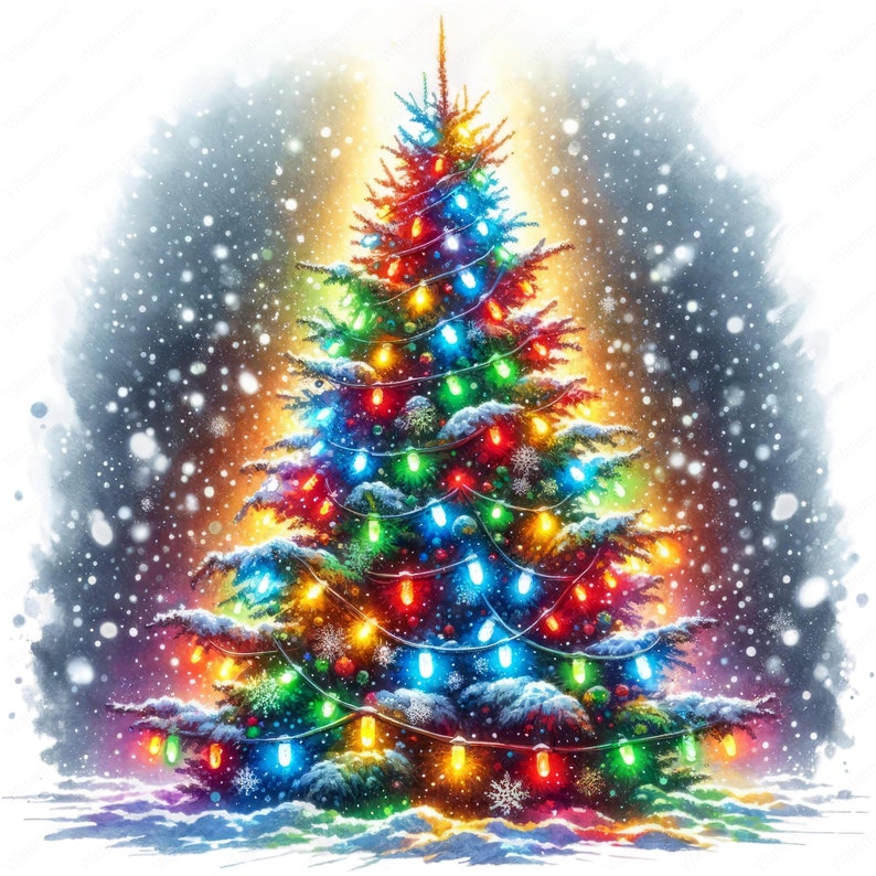 Christmas Tree Clipart Festival Xmas Tree Clipart Bundle 10 High-Quality Designs Holiday Art Printables Commercial Use image 1