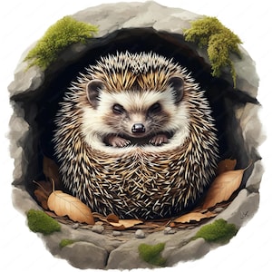 Clipart hérisson | Lot de cliparts hérisson hiver paisible | 10 modèles de haute qualité | Art d'hibernation confortable | Imprimables | Utilisation commerciale