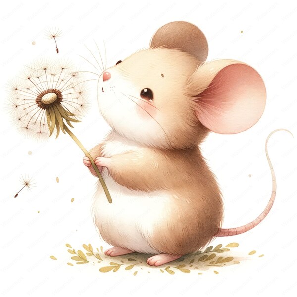 Ratones Wish Clipart / Diseño de diente de León / 10 JPG de alta calidad / Arte de pared / Artesanía de papel / Ropa / Impresiones digitales / Uso comercial