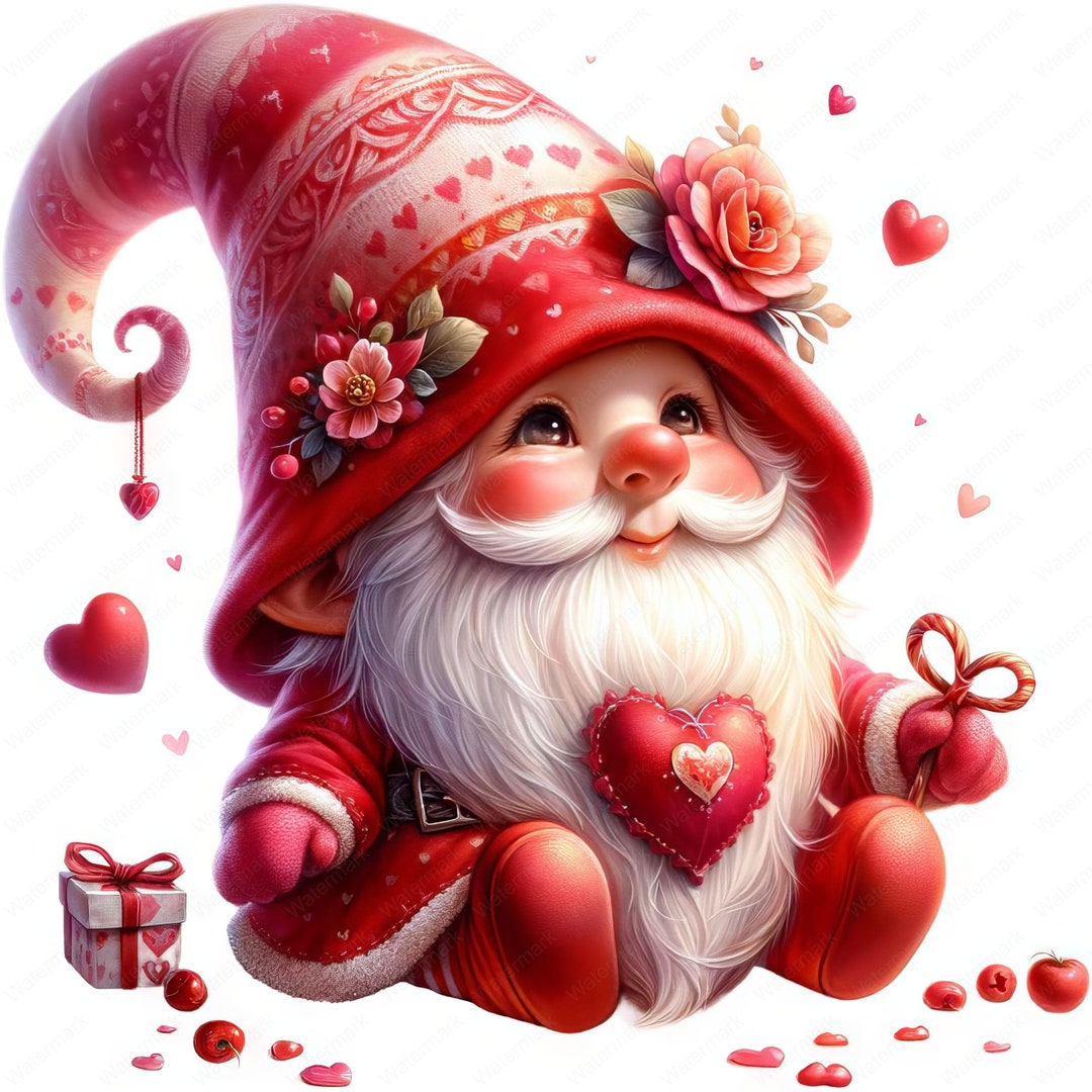 Valentine Gnome Clipart Romantic Valentine Gnome Clipart Bundle 10 High ...