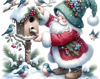 Christmas Gnome Clipart | Enchanting Christmas Gnome Clipart Bundle 03 | 10 High-Quality Designs | Holiday Art | Printables | Commercial Use