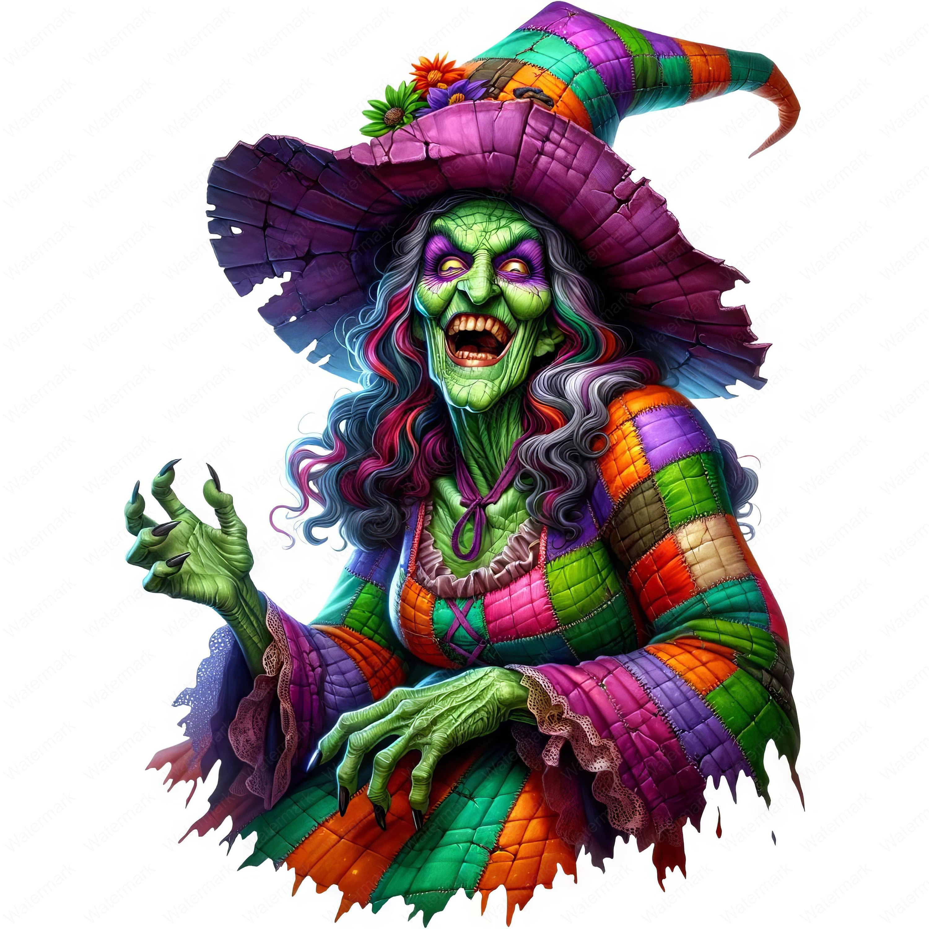 Spooky Witch Clipart Bundle: Halloween Art Printables (Commercial Use) (Digital Download)
