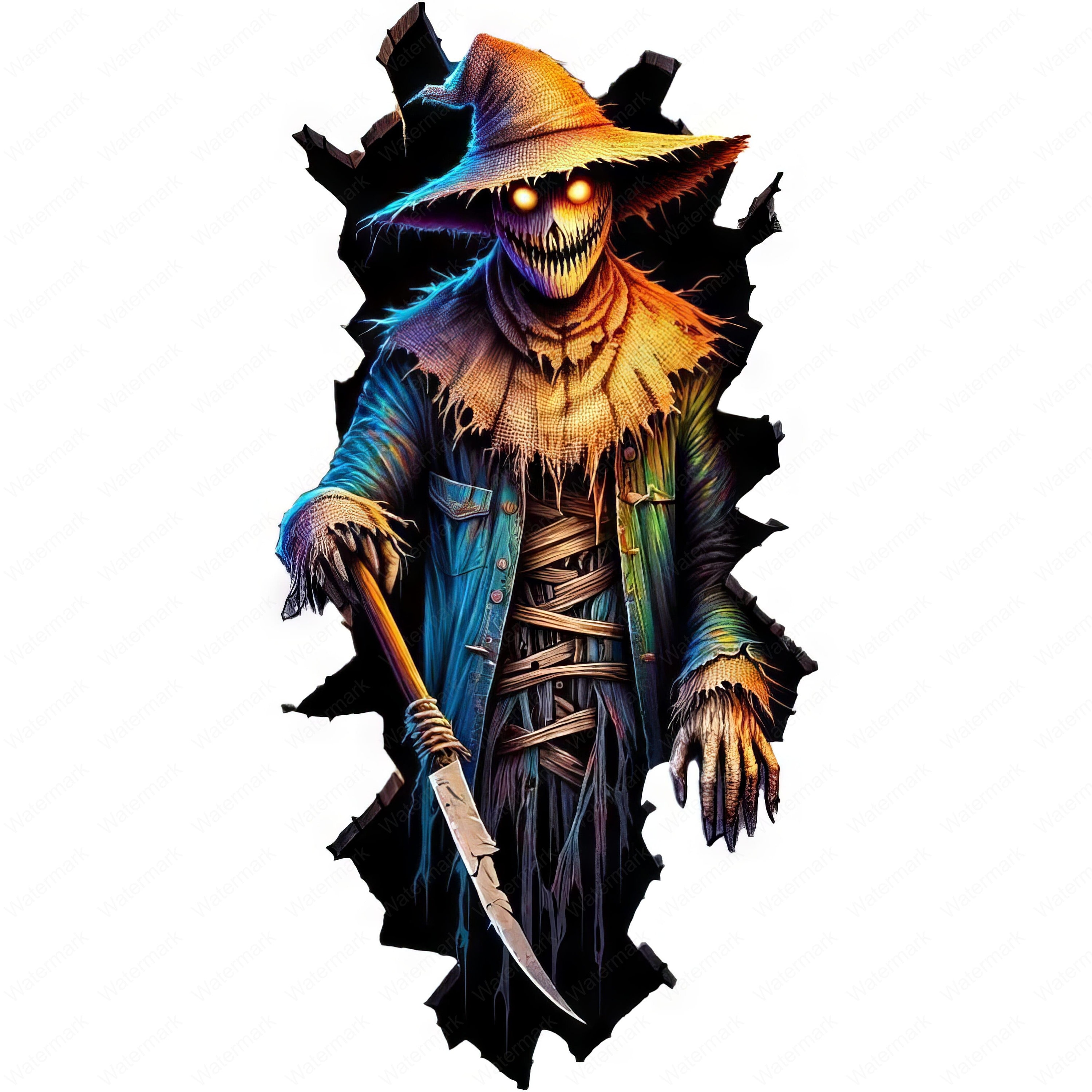 Horrifying Scarecrow Clipart Bundle: Halloween Art (digital