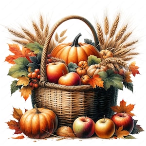 Clipart de la cosecha de otoño / Paquete de imágenes prediseñadas de la cosecha de otoño vibrantes / 10 diseños de alta calidad / Arte de otoño / Imprimibles / Uso comercial