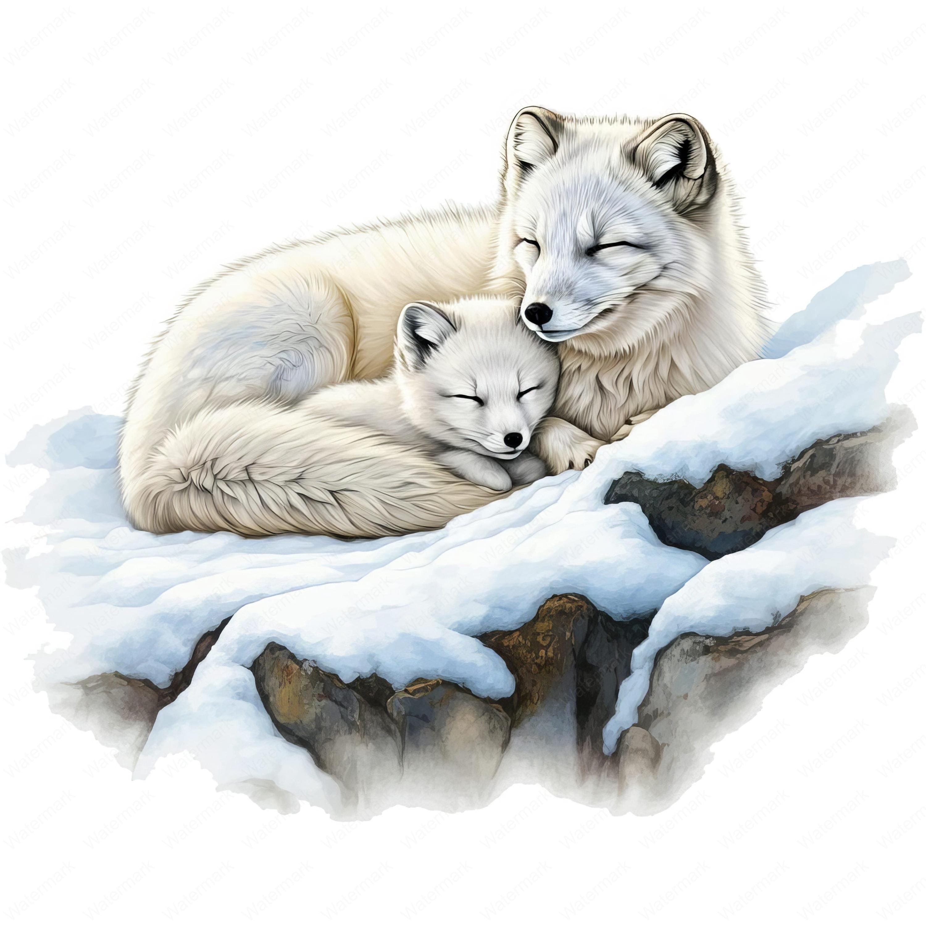 Cozy Arctic Fox Clipart Bundle: Winter Animal Art (digital