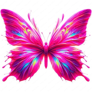 Pink Butterfly Clipart: Abstract Vibrant Designs (Digital Download)